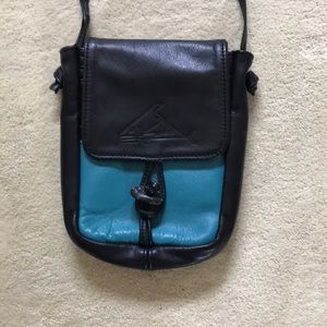Black and Blue leather crossbody purse